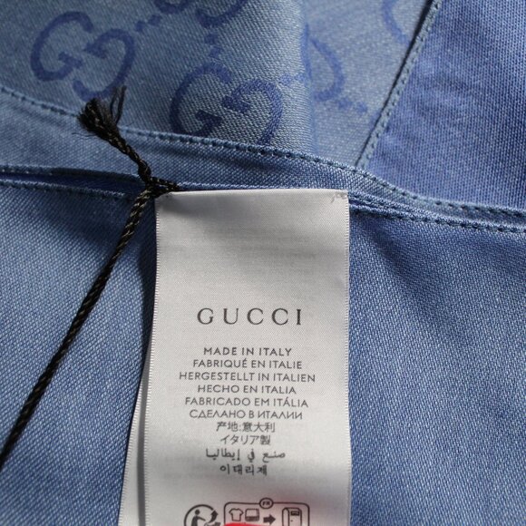 NWT GUCCI Blue Periwinkle Jacquard GG Wool Silk Scarf Unisex - Picture 2 of 7